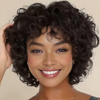 Short Voluminous Curly Wig with Bangs - WigWonders