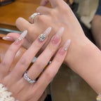 Everyday Nail Art Press-On Nails, 32 Designs — Sheer Pink Square Crystal