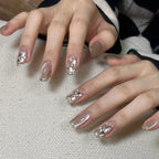 Everyday Nail Art Press-On Nails, 32 Designs — Taupe Silver Glitter