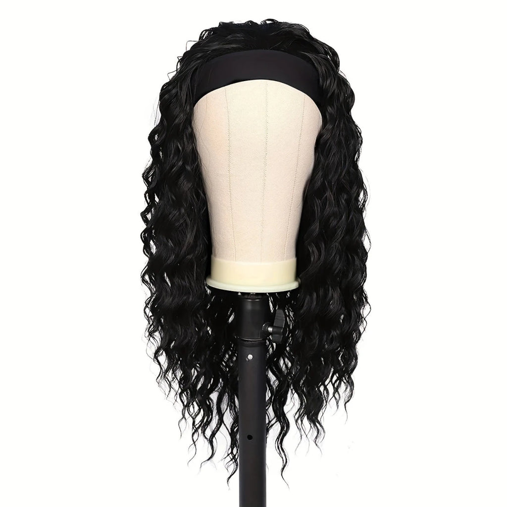 Synthetic Kinky Curly Headband Wig Long Length - WigWonders