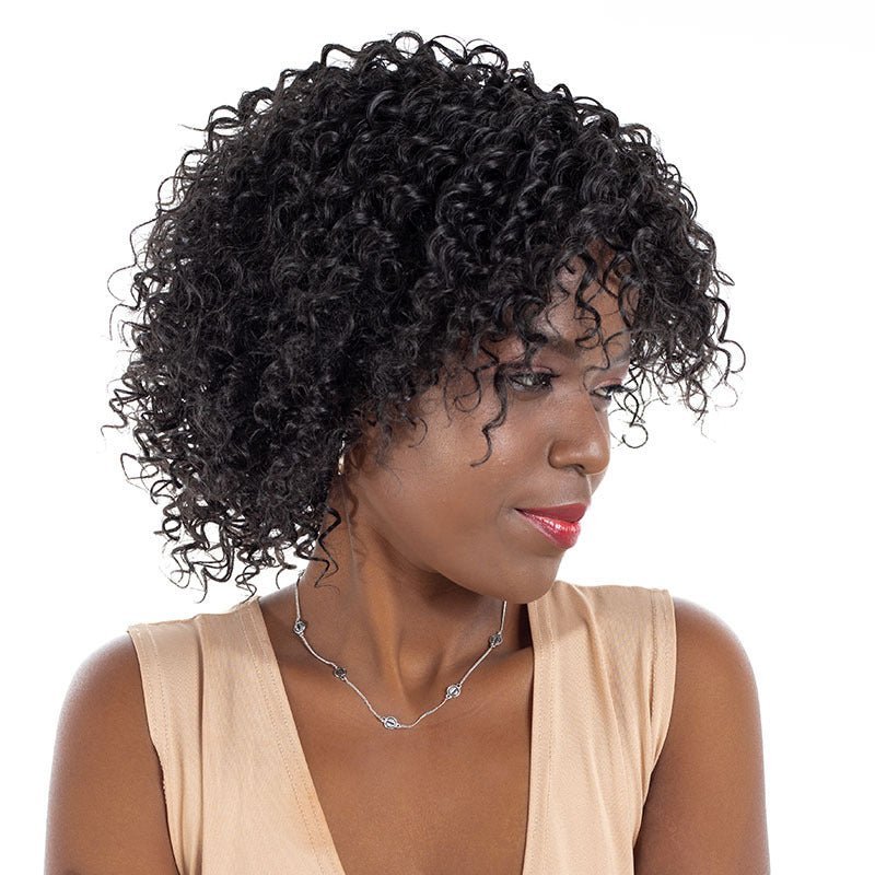 Synthetic Short Curly Afro Wig 9in - 1B/4 - WigWonders