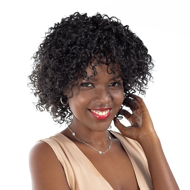Synthetic Short Curly Afro Wig 9in - 1B/4 - WigWonders