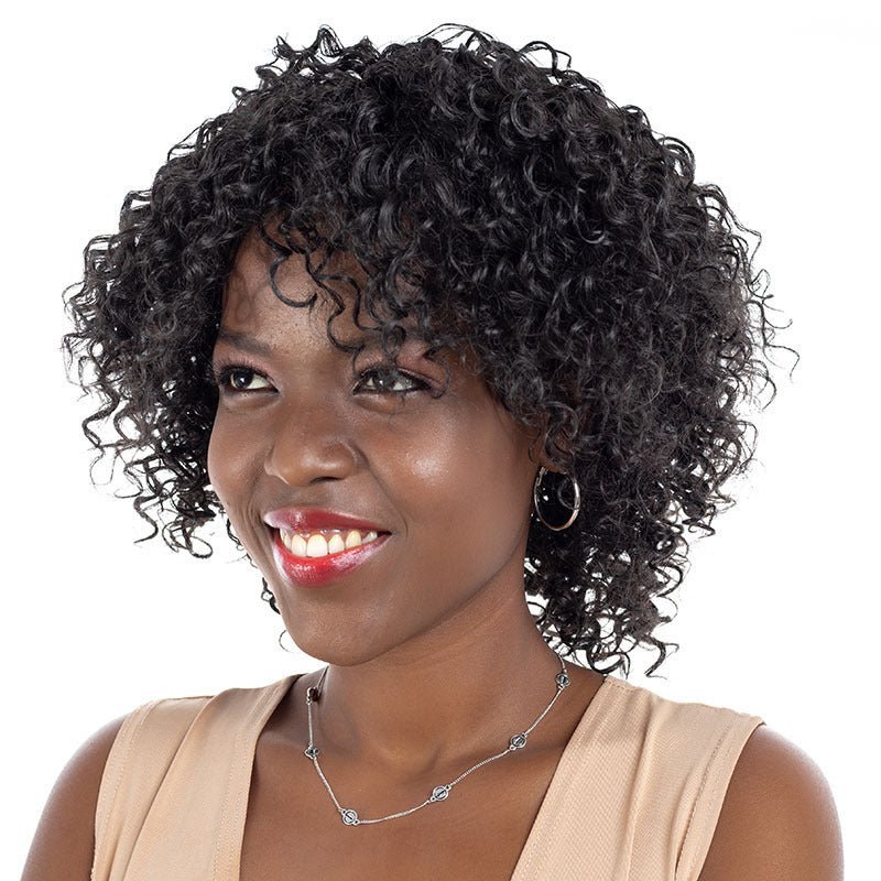 Synthetic Short Curly Afro Wig 9in - 1B/4 - WigWonders