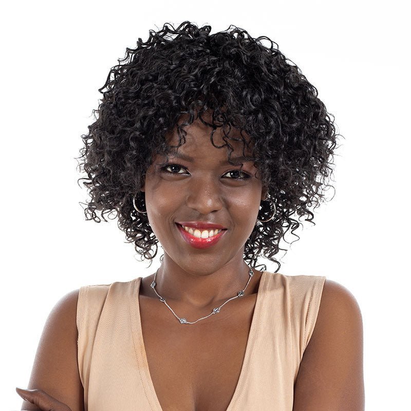 Synthetic Short Curly Afro Wig 9in - 1B/4 - WigWonders