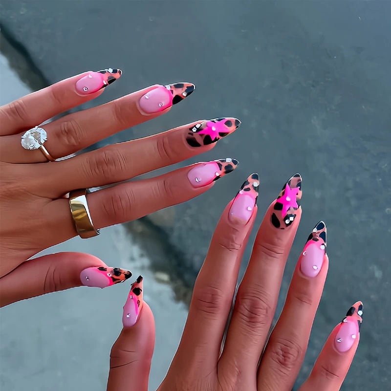Y2K Star Leopard Press-On Nails